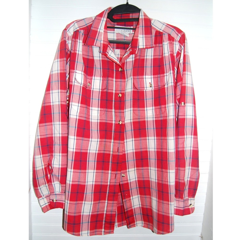 Vintage Mervyn's Women's shirt Size XL Plaid button-up Red Blue‎ For Her top